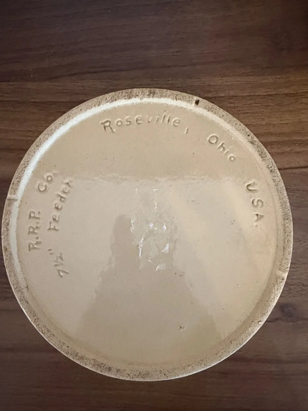 Vintage Roseville Pottery Dog Ceramic Food Bowl in Beige 7.5in